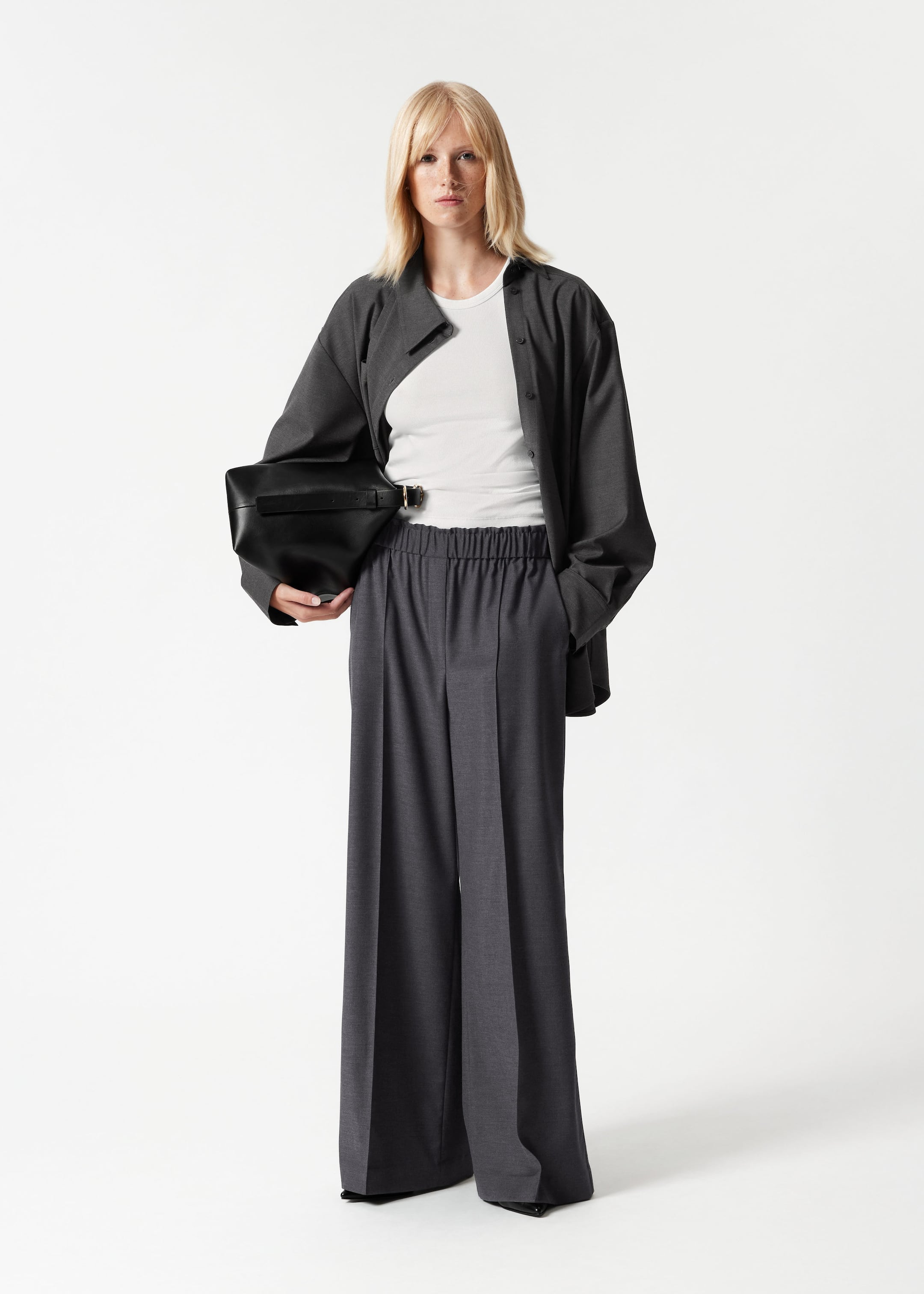 Image of Tailored Elasticated-Waist Trousers