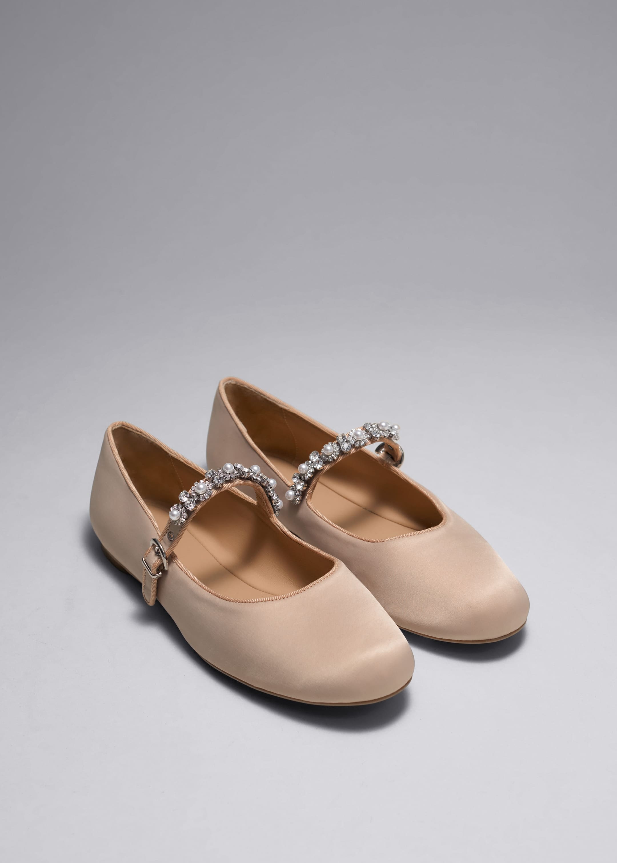 Crystal-Embellished Ballet Flats - Powder pink - Still Life