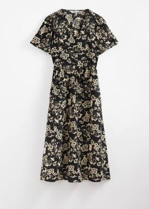 FLUTTER GLOW BALLET WOVEN MIDI DRESS