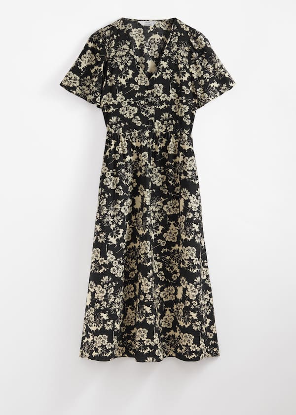 Flutter-Sleeve Midi Dress