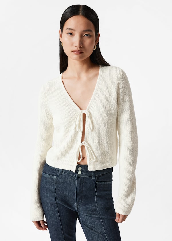 Knitted Tie-Detail Cardigan