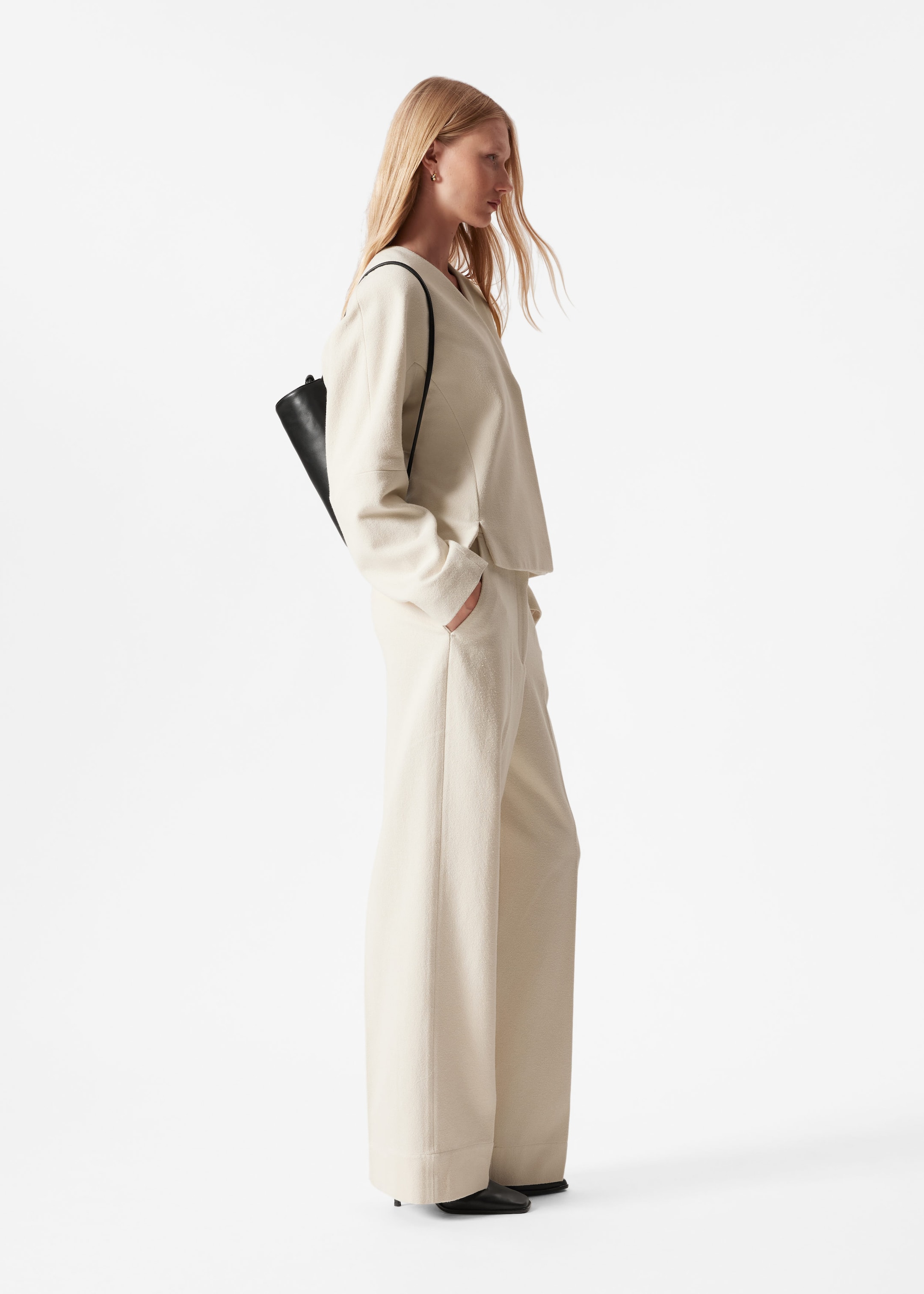 Wide-Leg Tailored Trousers - Ivory - Lookbook