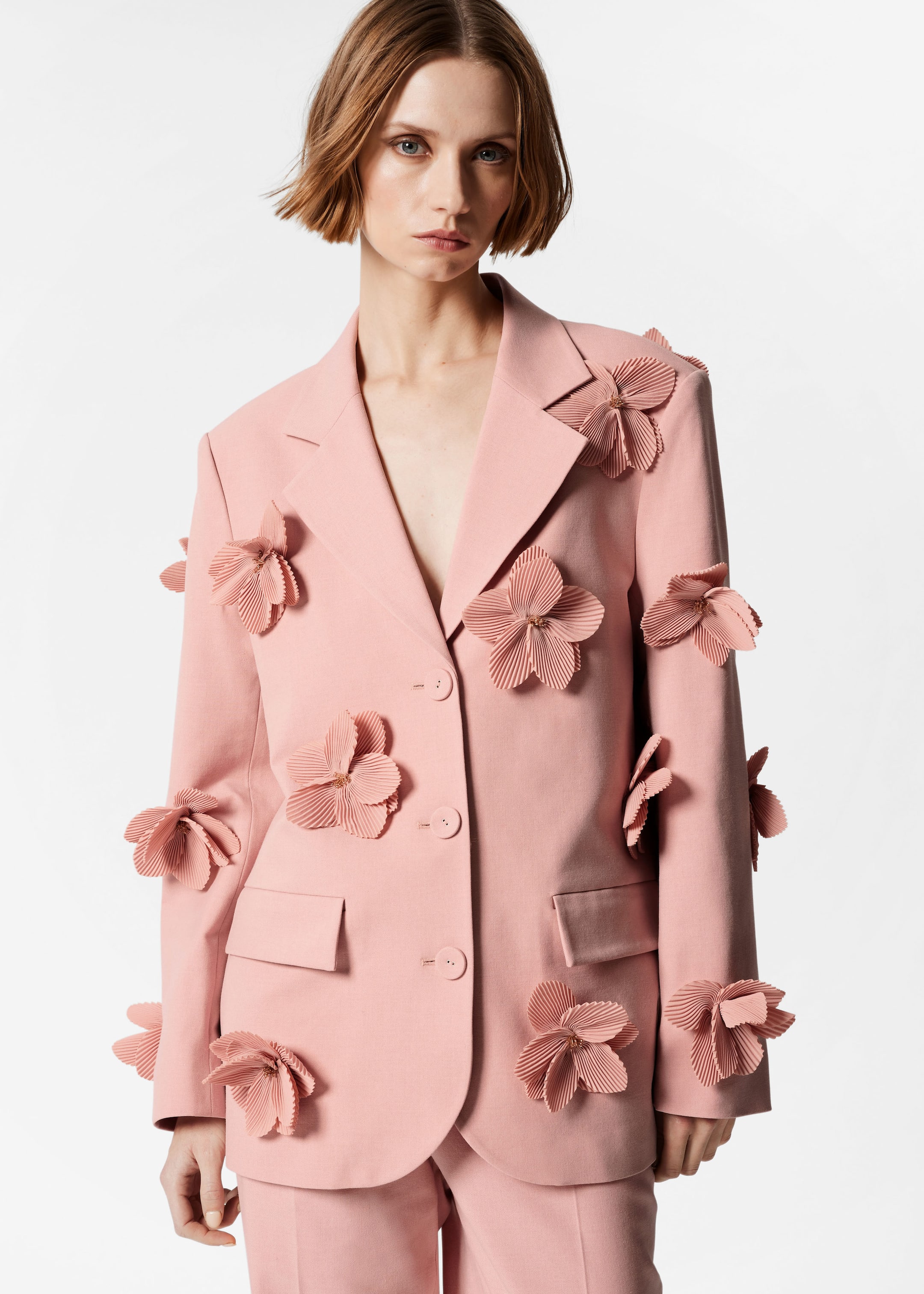 Image of Floral-Appliqué Blazer