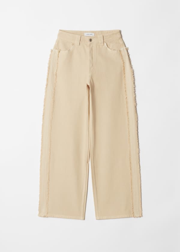 Fringed Wide-Leg Jeans
