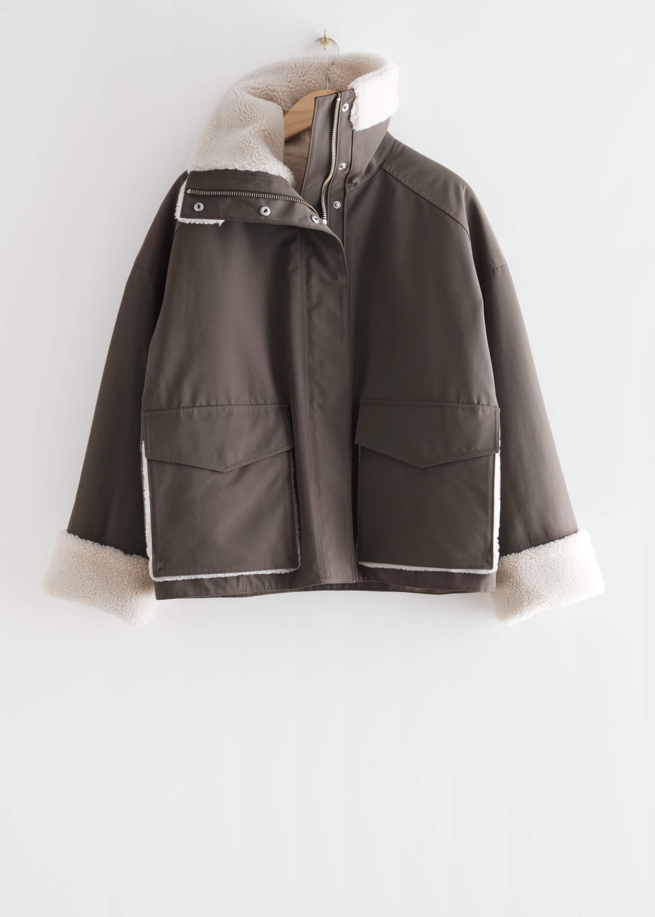 Oversized Shearling Jacket - Black - Still Life