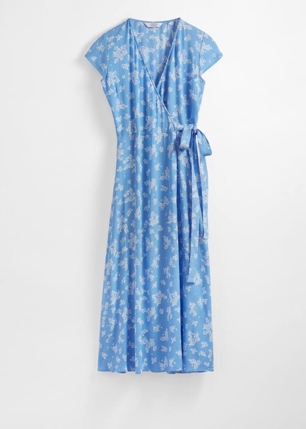 Printed Midi Wrap Dress