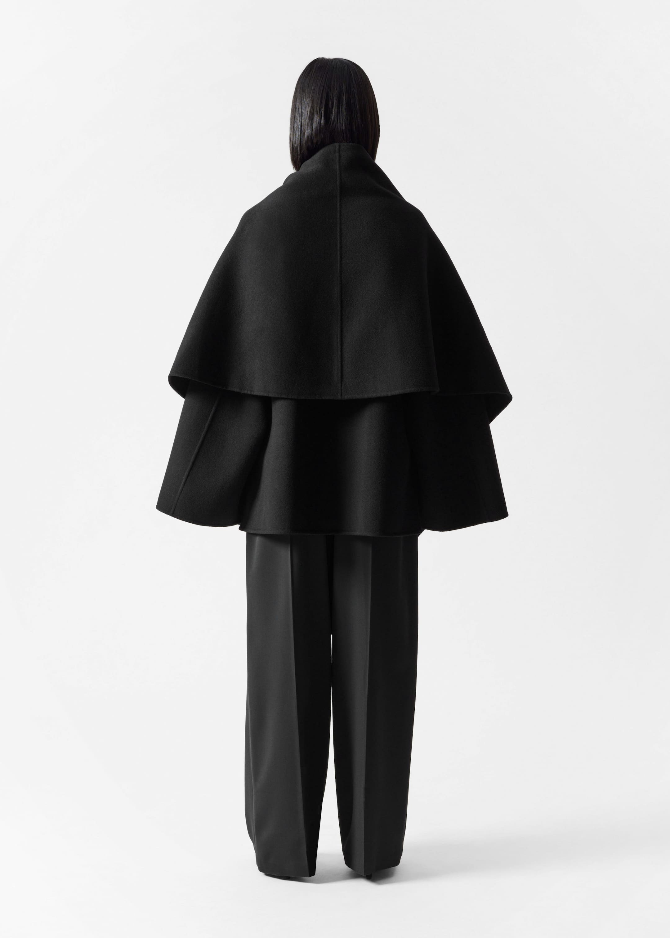 Asymmetric Wool Cape - Black - Lookbook