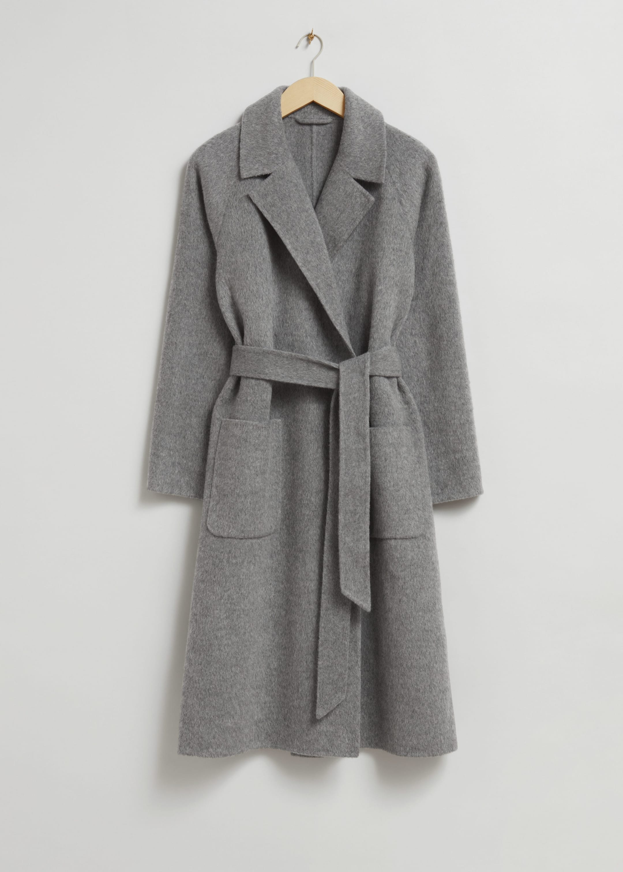 Belted Wool Coat Grey Melange Coats Other Stories DK