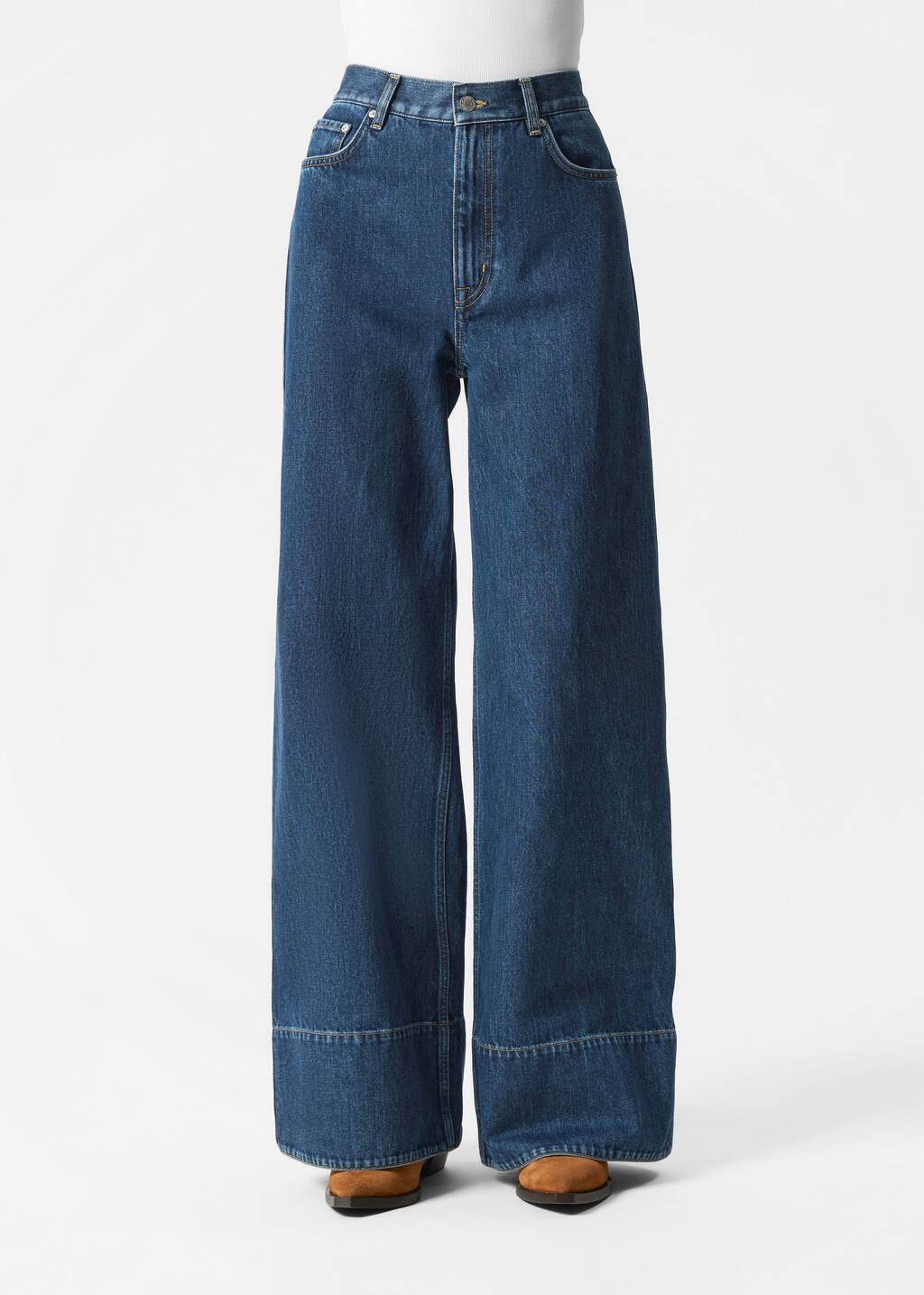 Long Wide-Leg Jeans - Blue - clothing_jeans_highwaist