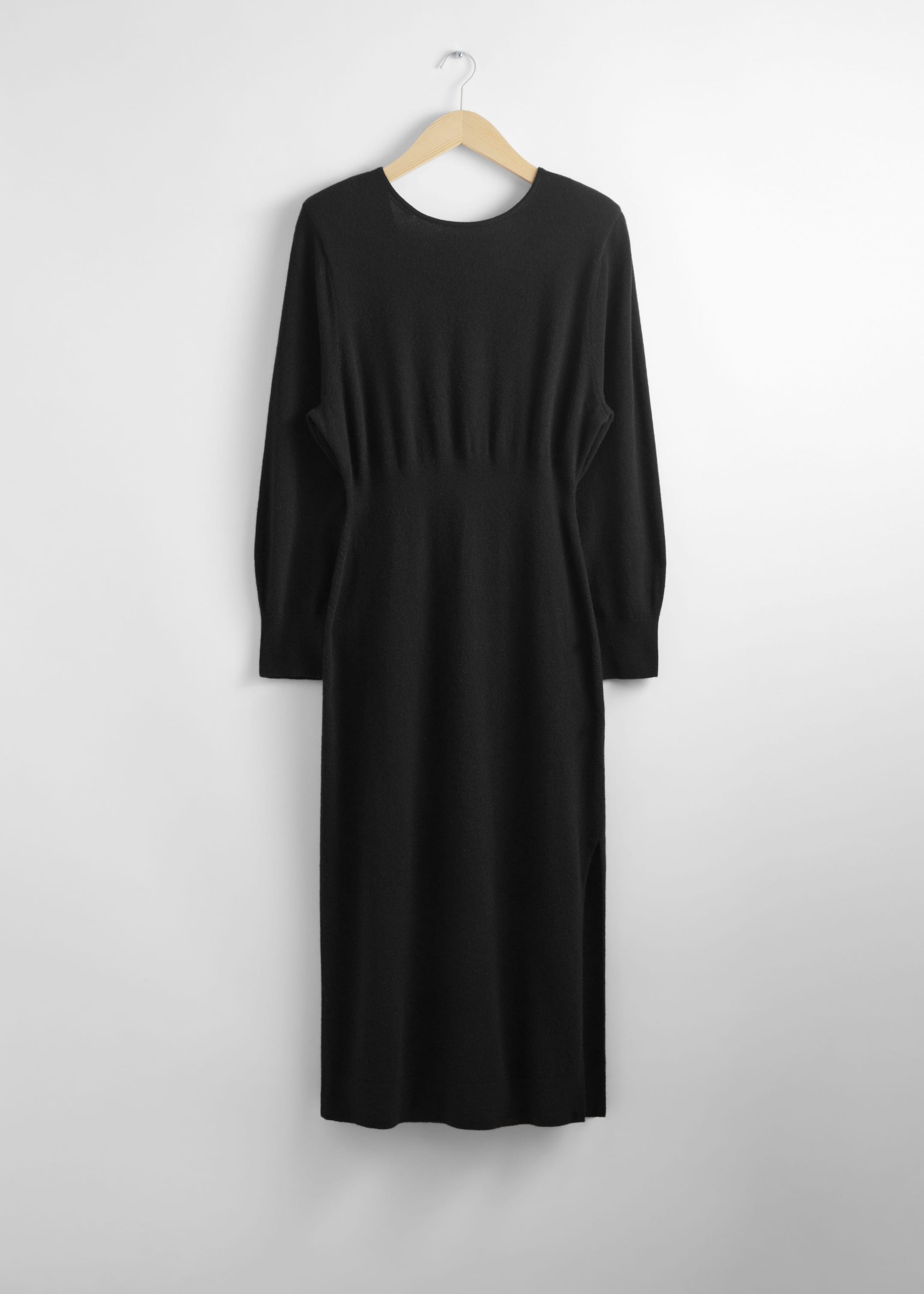 Robe midi en laine mérinos - Noir - Still Life