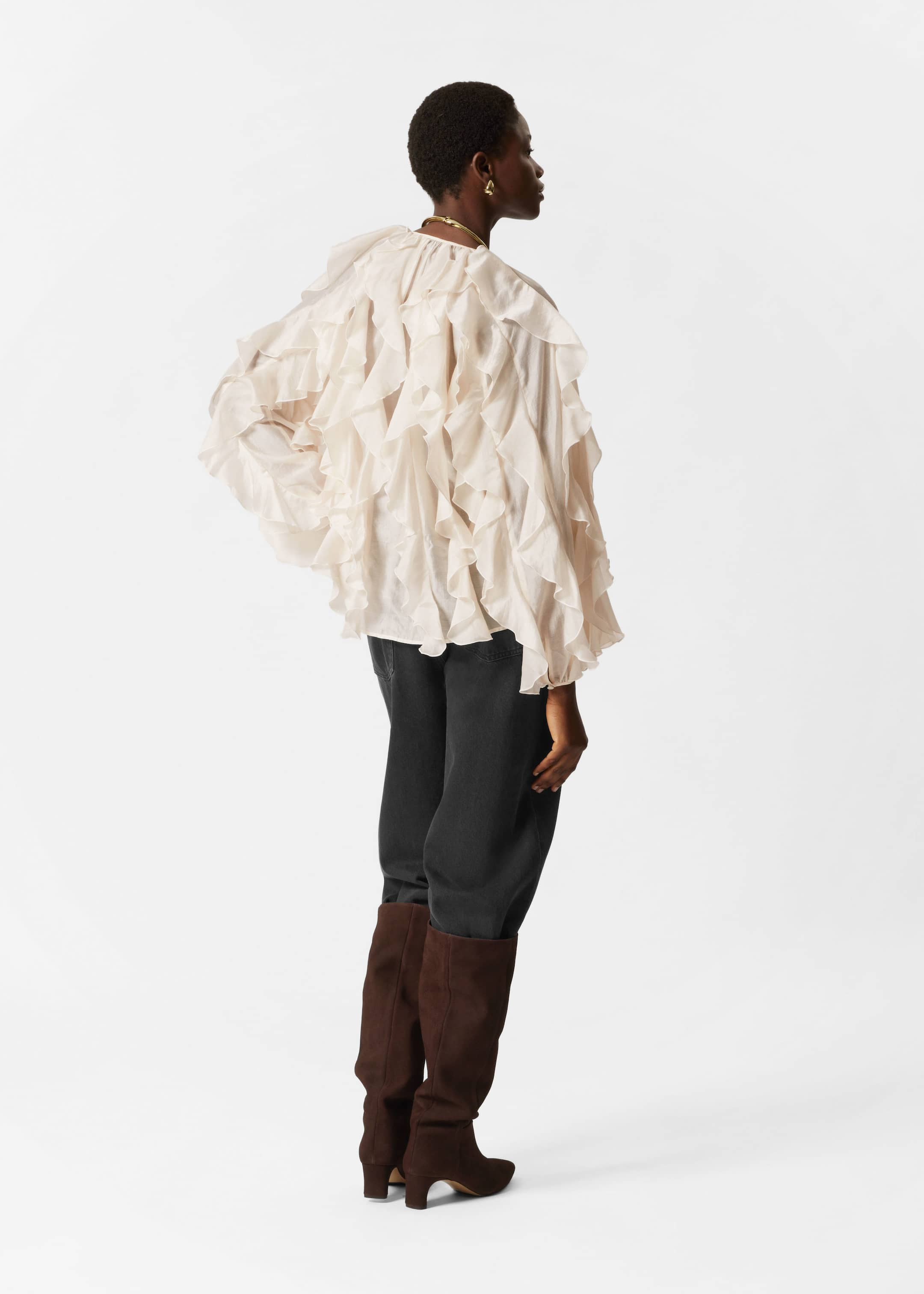 Cascading Ruffle Blouse - Cream - Lookbook