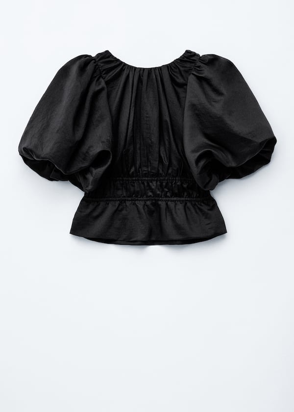Peplum-Frill Puff-Sleeve Top
