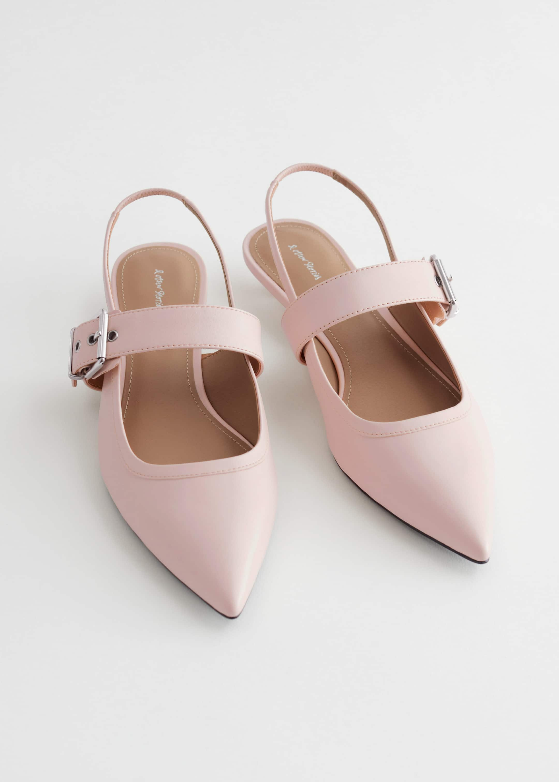 Slingback Leather Ballerinas - Light Apricot - Still Life