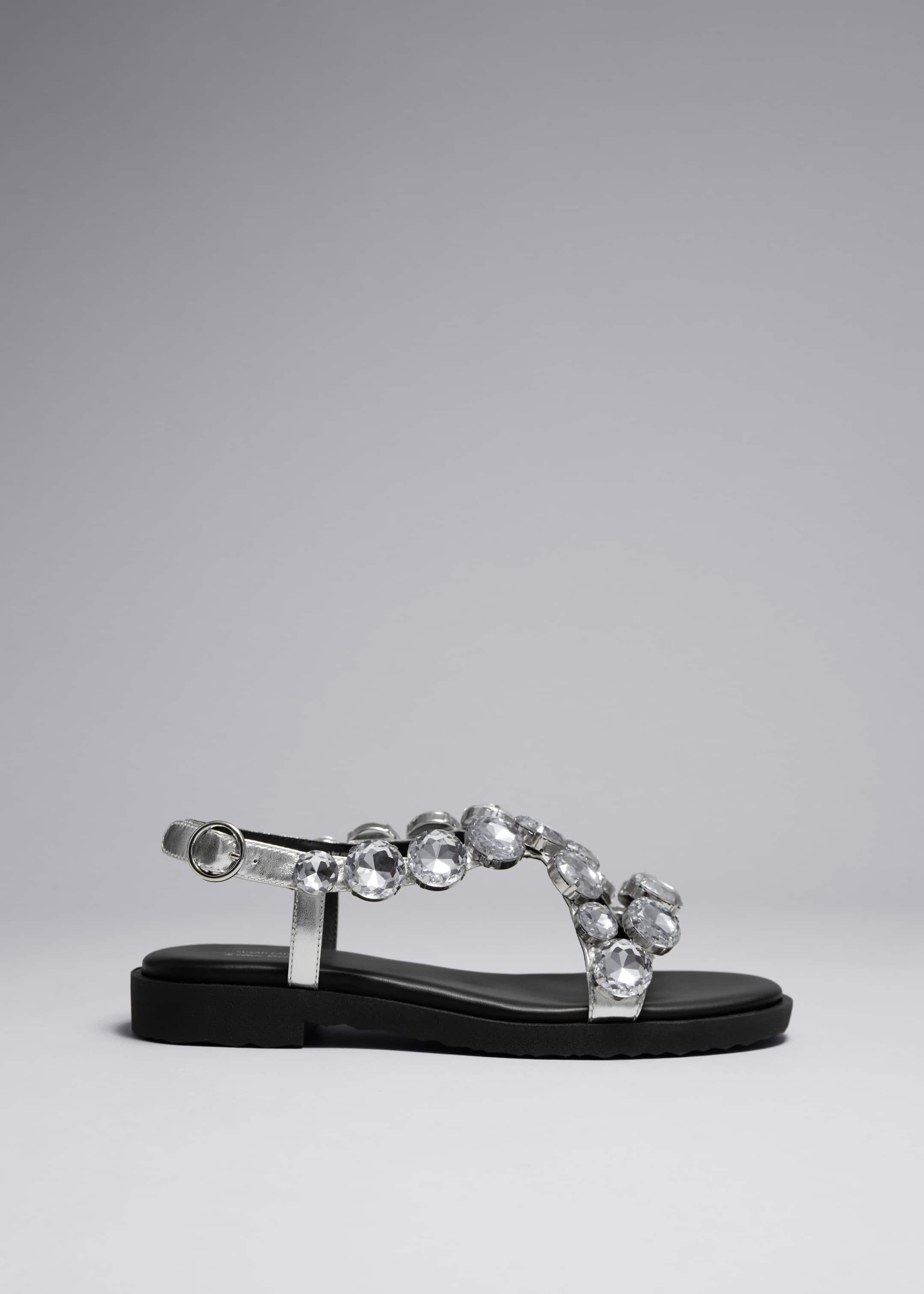 Crystal-Embellished Leather Sandals