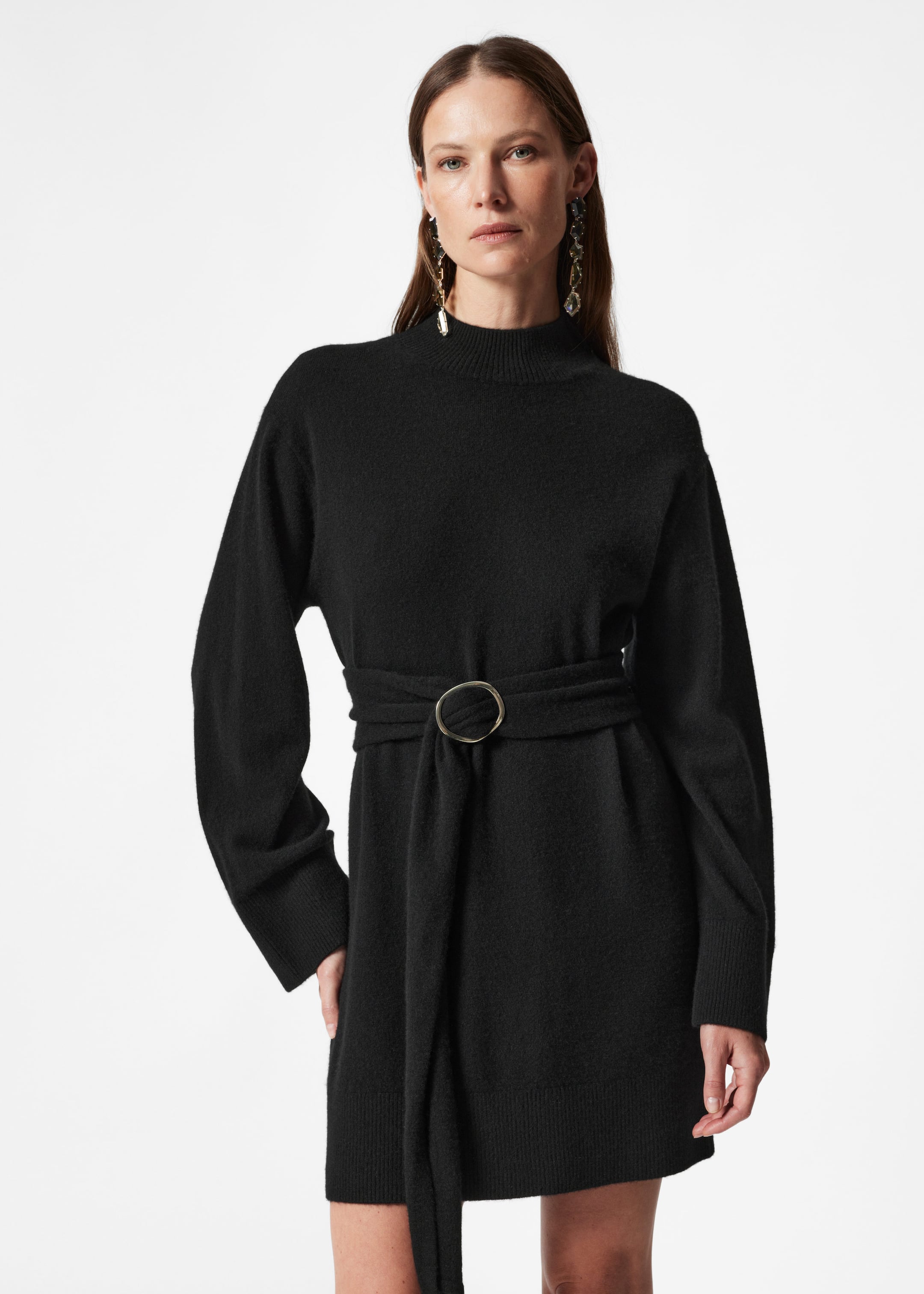 Cashmere Mini Dress - Black - Lookbook