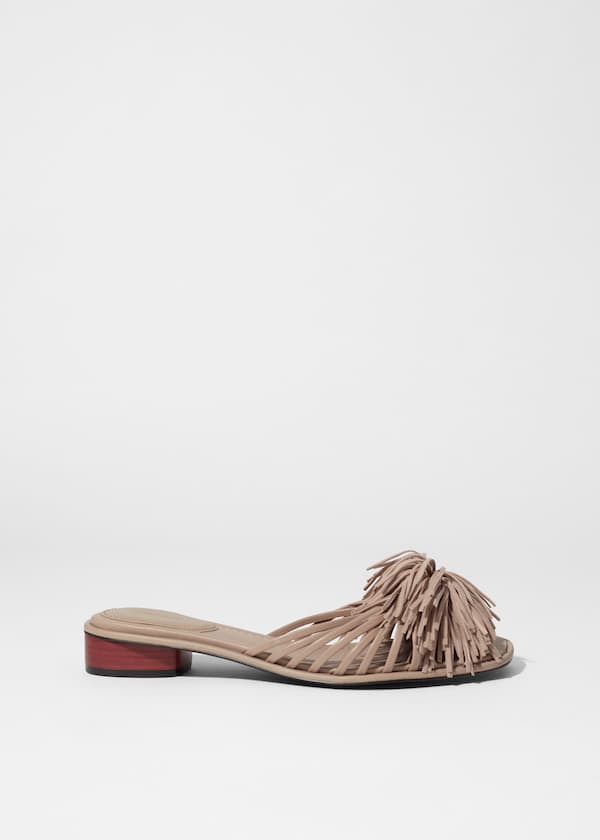 Tasseled Leather Slides