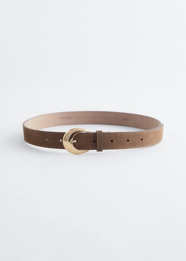Crescent-Buckle Leather Belt
