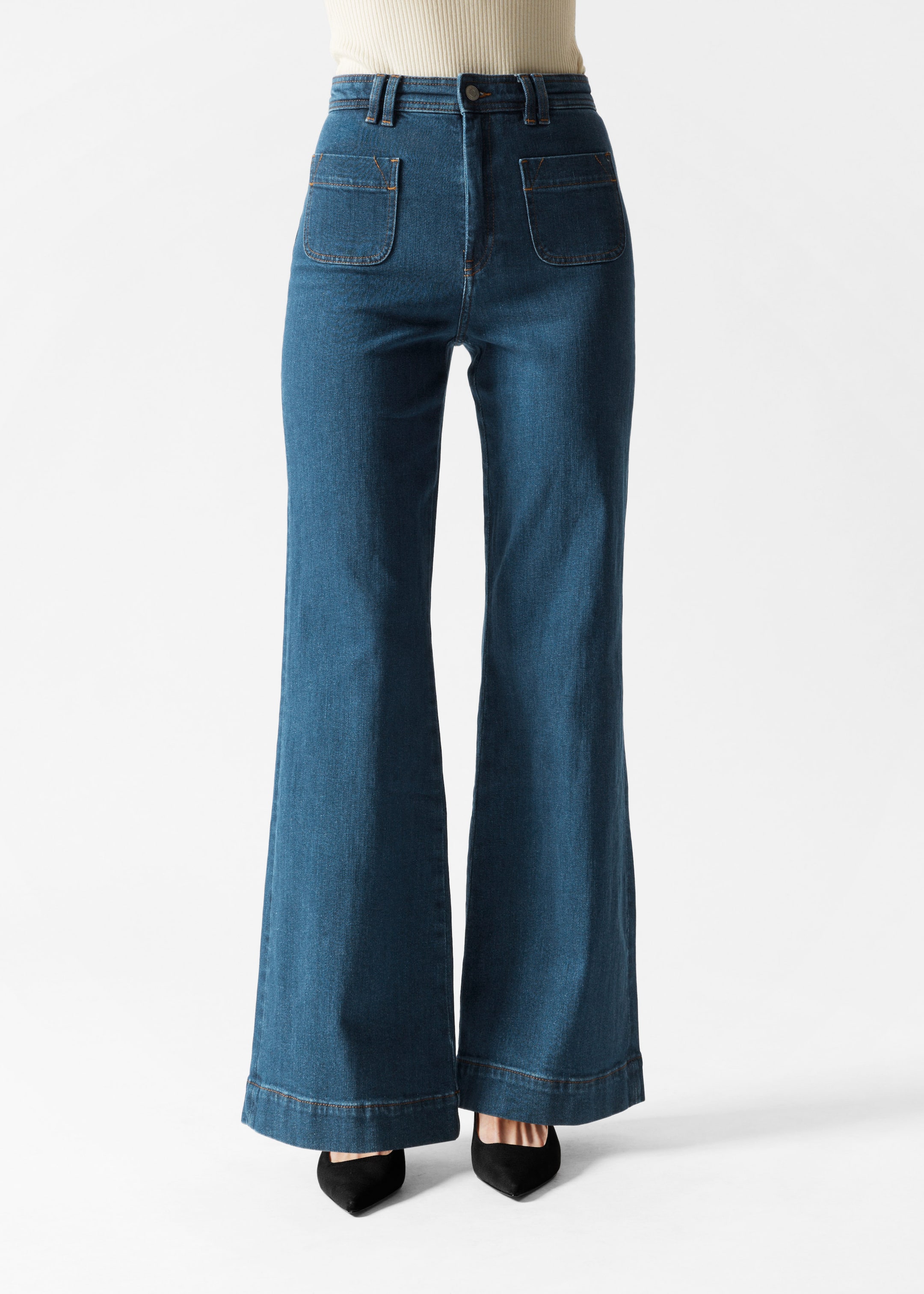 Image of Patch-Pocket Bootcut Jeans