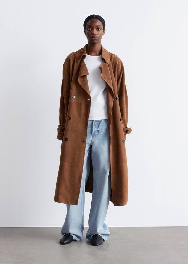 Maxi Suede Trench Coat
