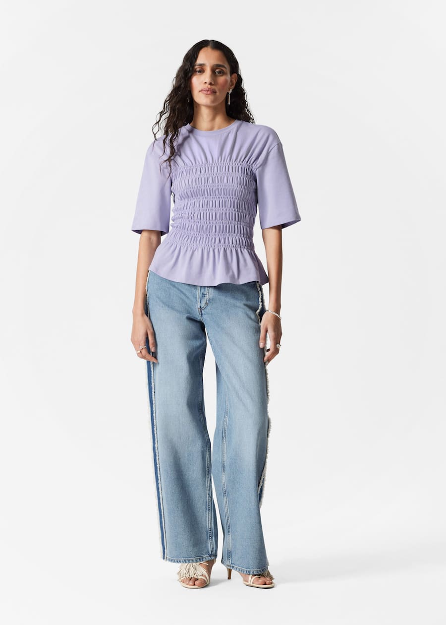 Smocked Crewneck Top