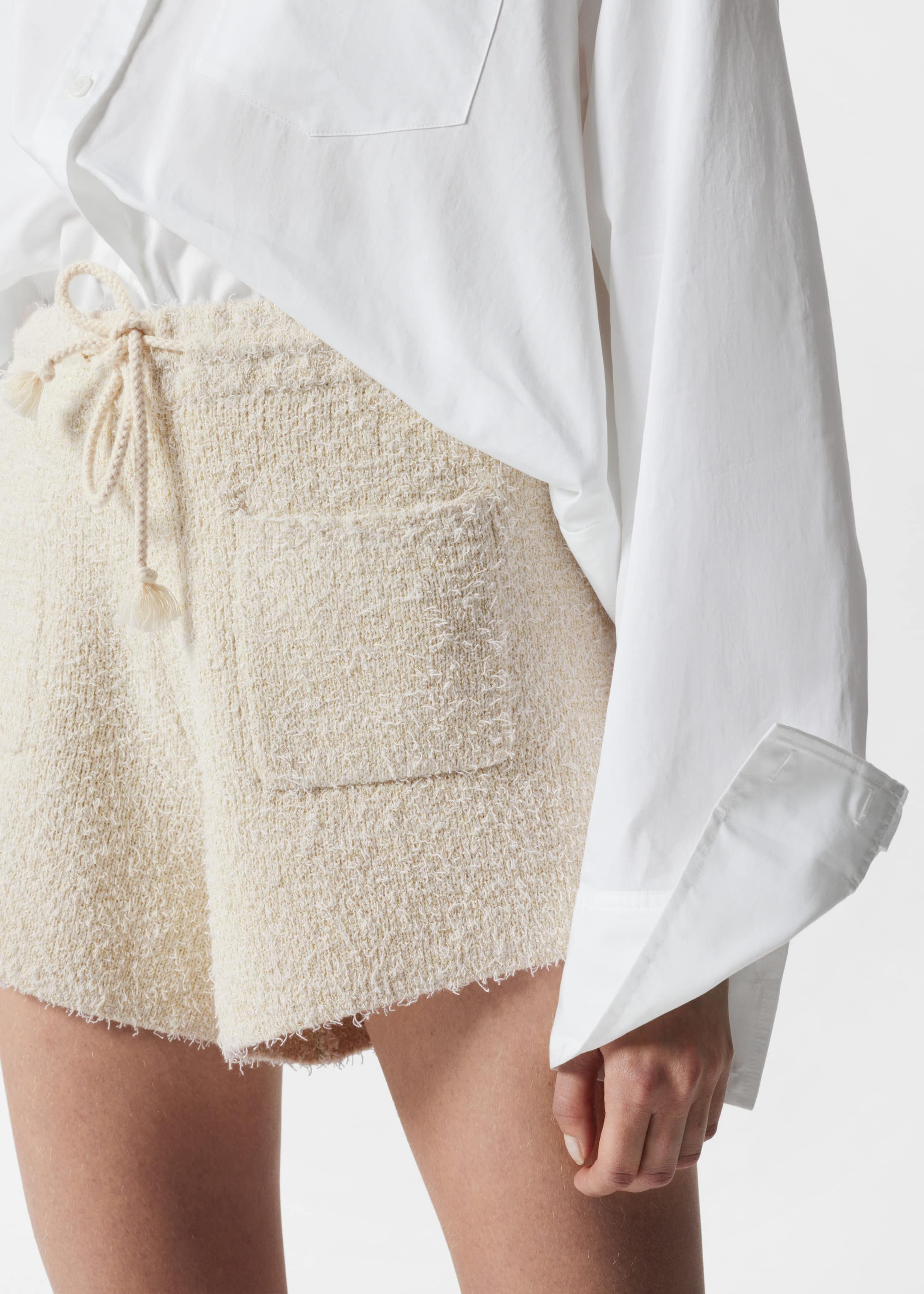 Short en maille texturée - Blanc - Lookbook