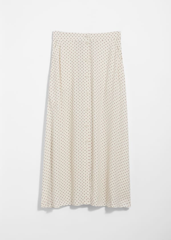 Buttoned A-Line Midi Skirt