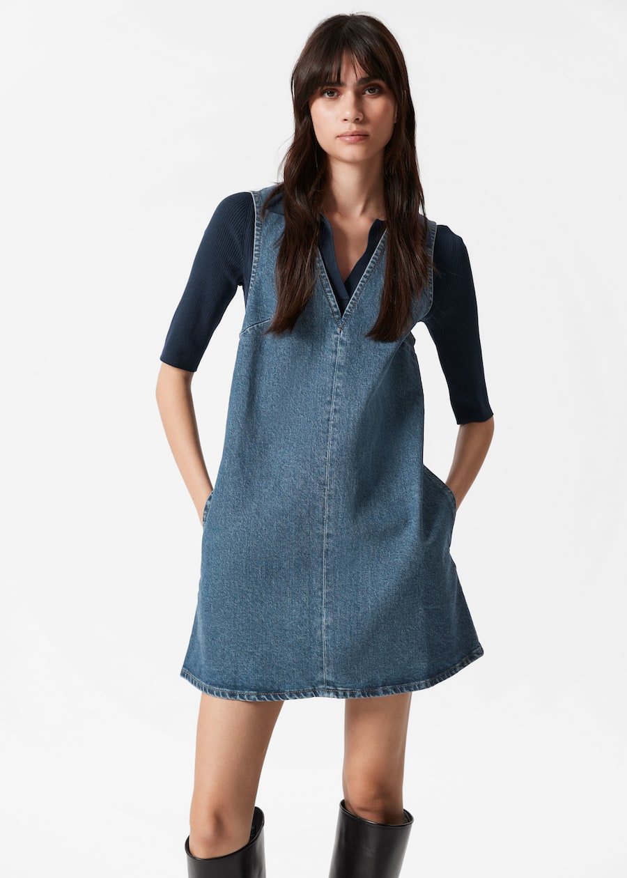 V-Neck Denim Mini Dress