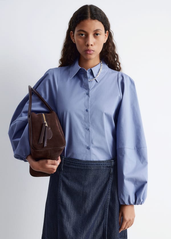Voluminous Balloon-Sleeve Blouse