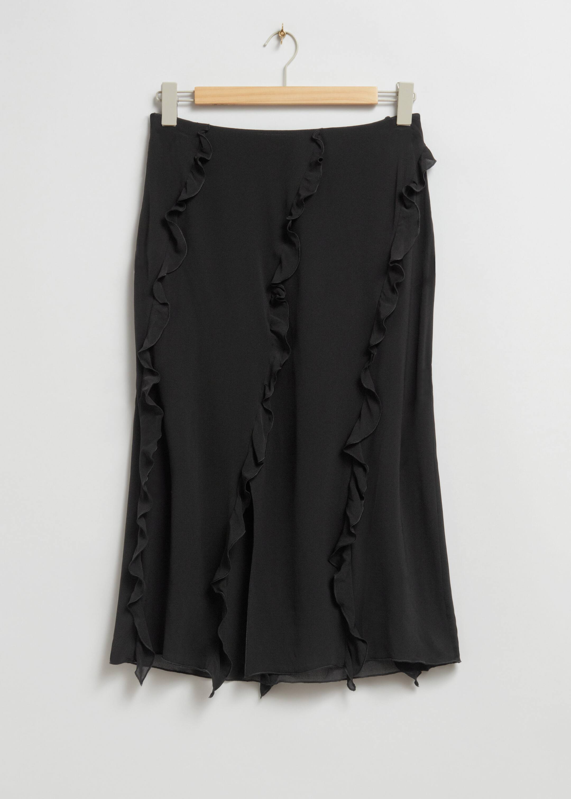 Frilled Midi Skirt - Black - Still Life