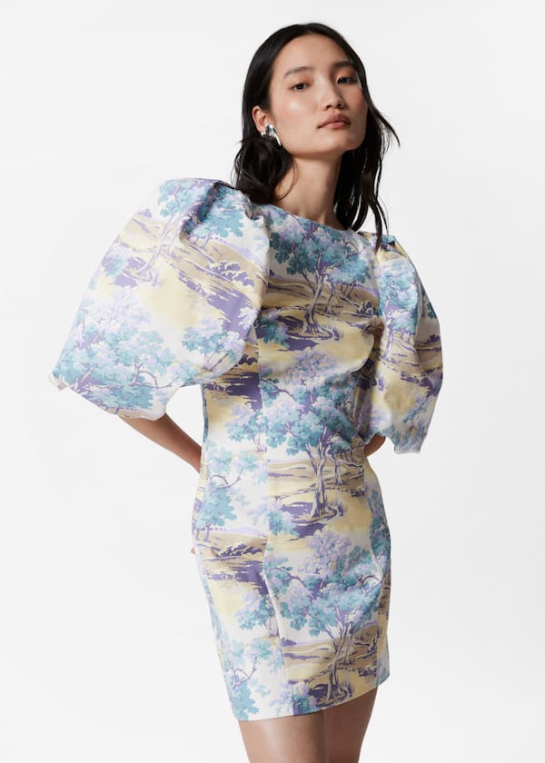 Puff-Sleeve Mini Dress
