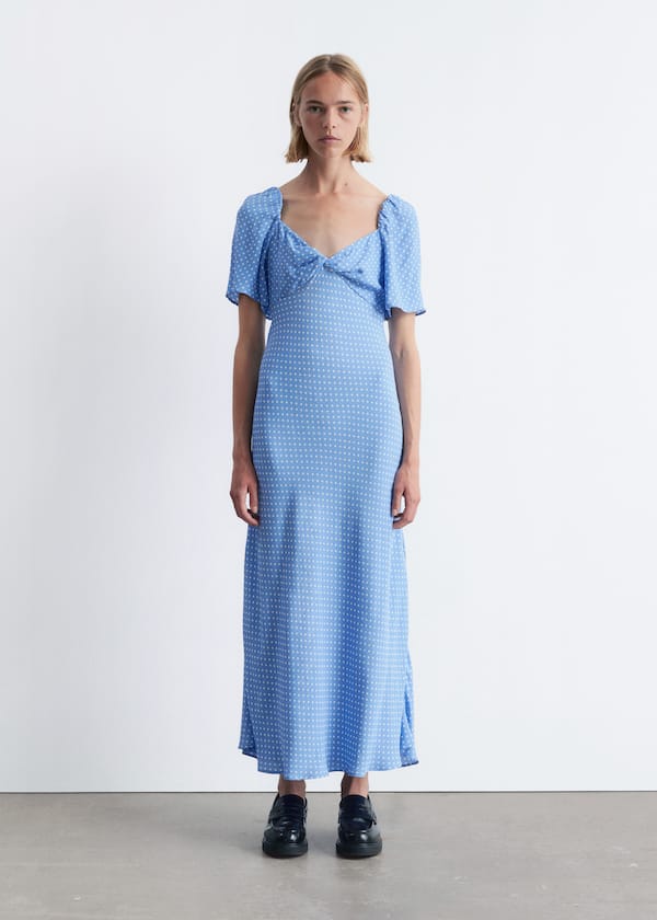 Flutter-Sleeve Midi Dress