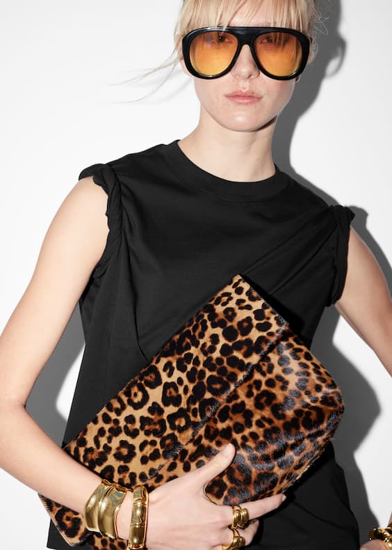 Leopard-Print Leather Clutch