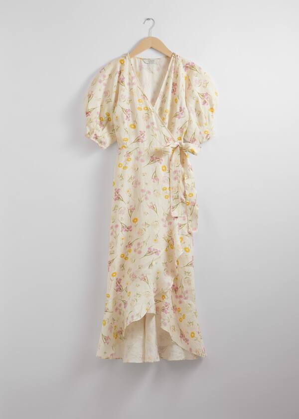 Linen Wrap Midi Dress