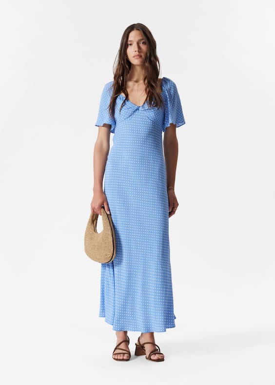 Flutter-Sleeve Midi Dress