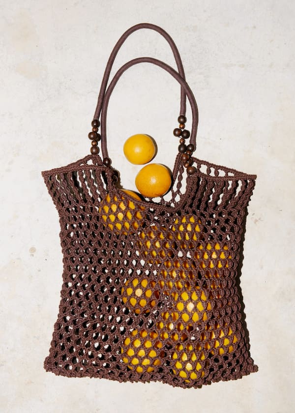 Bead-Detail Crocheted Tote Bag