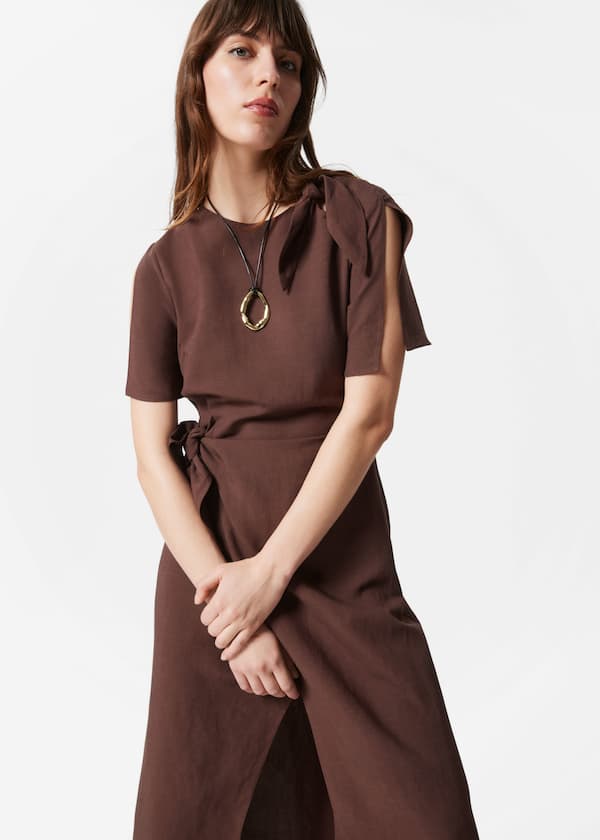 Knot-Detail Midi Dress