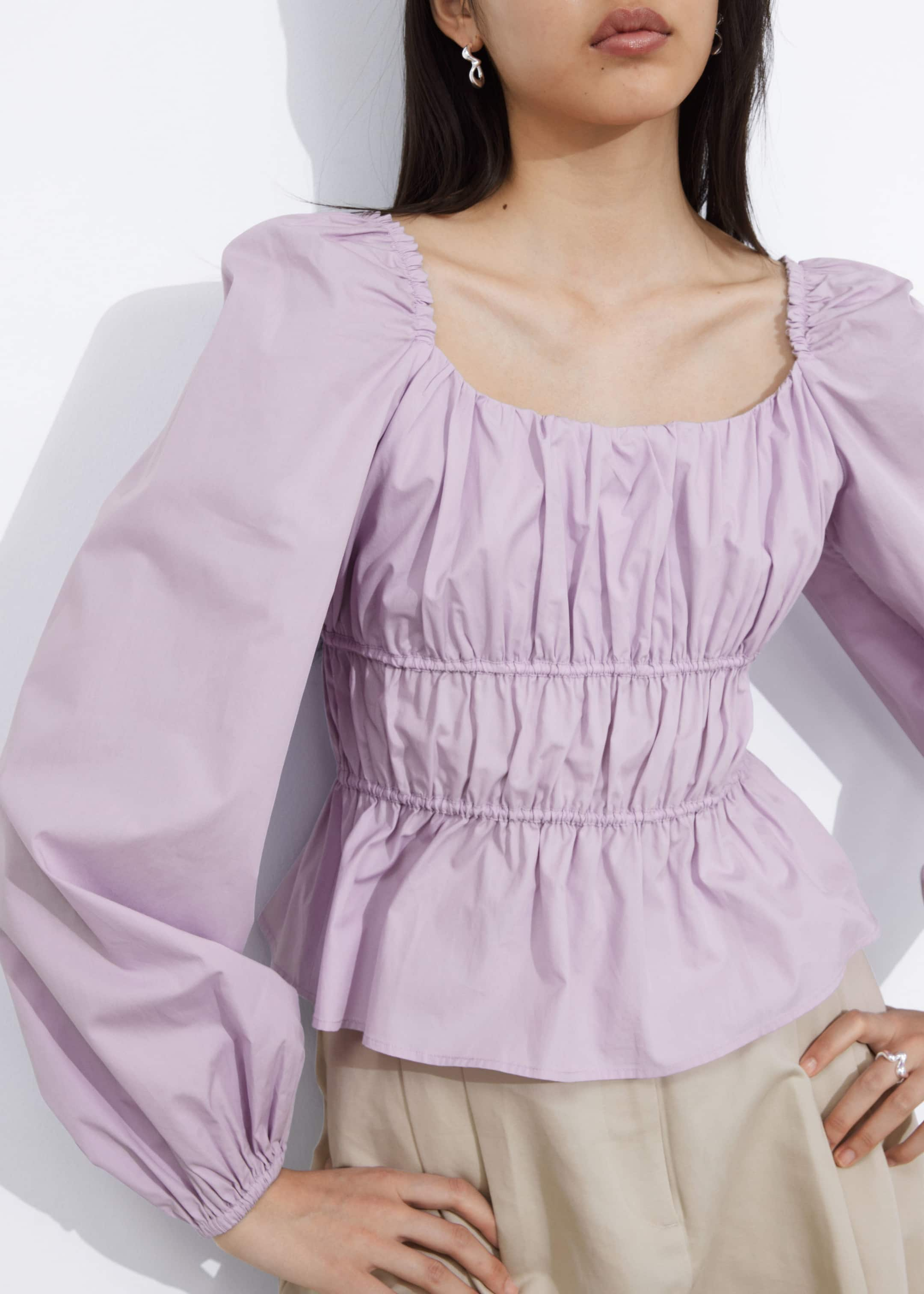 Gathered Blouse - Lilac - Lookbook