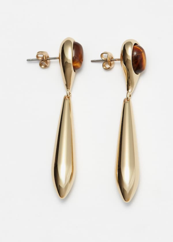 Teardrop-Pendant Stone Earrings