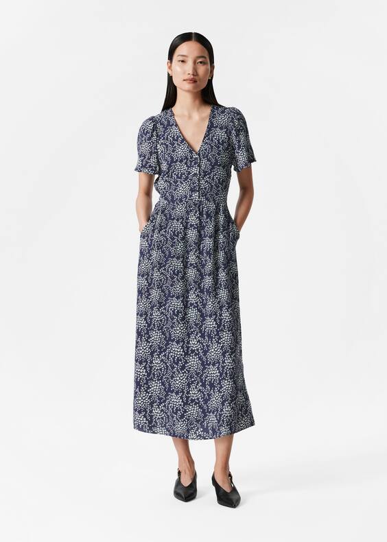 Flutter-Sleeve Midi Dress