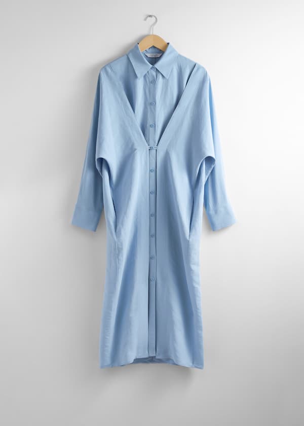 Adjustable Shirt Midi Dress