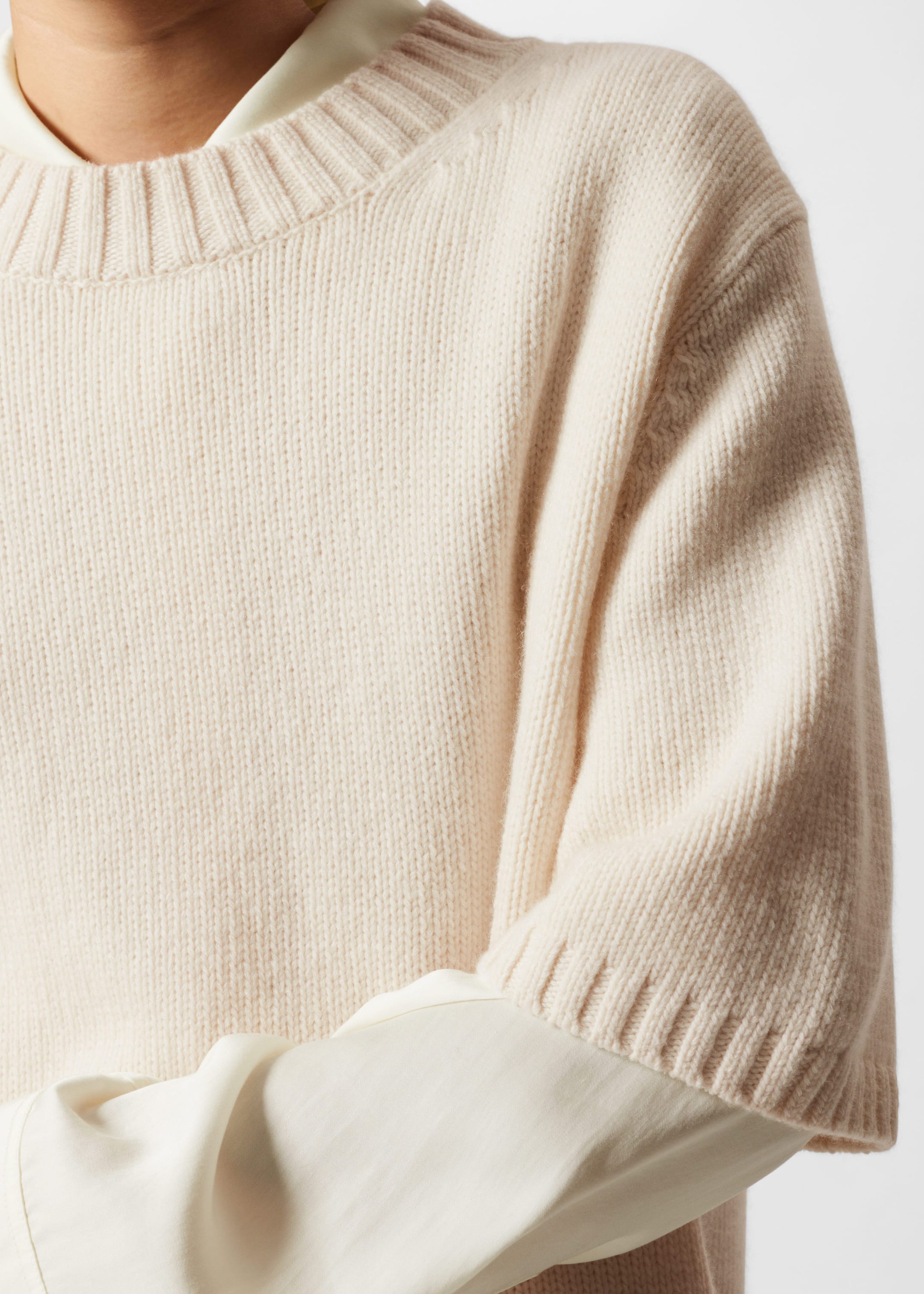 Cashmere-Blend Knit T-Shirt - Cream - Lookbook