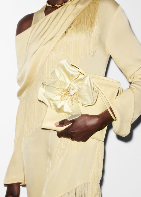 Floral-Appliqué Leather Pouch