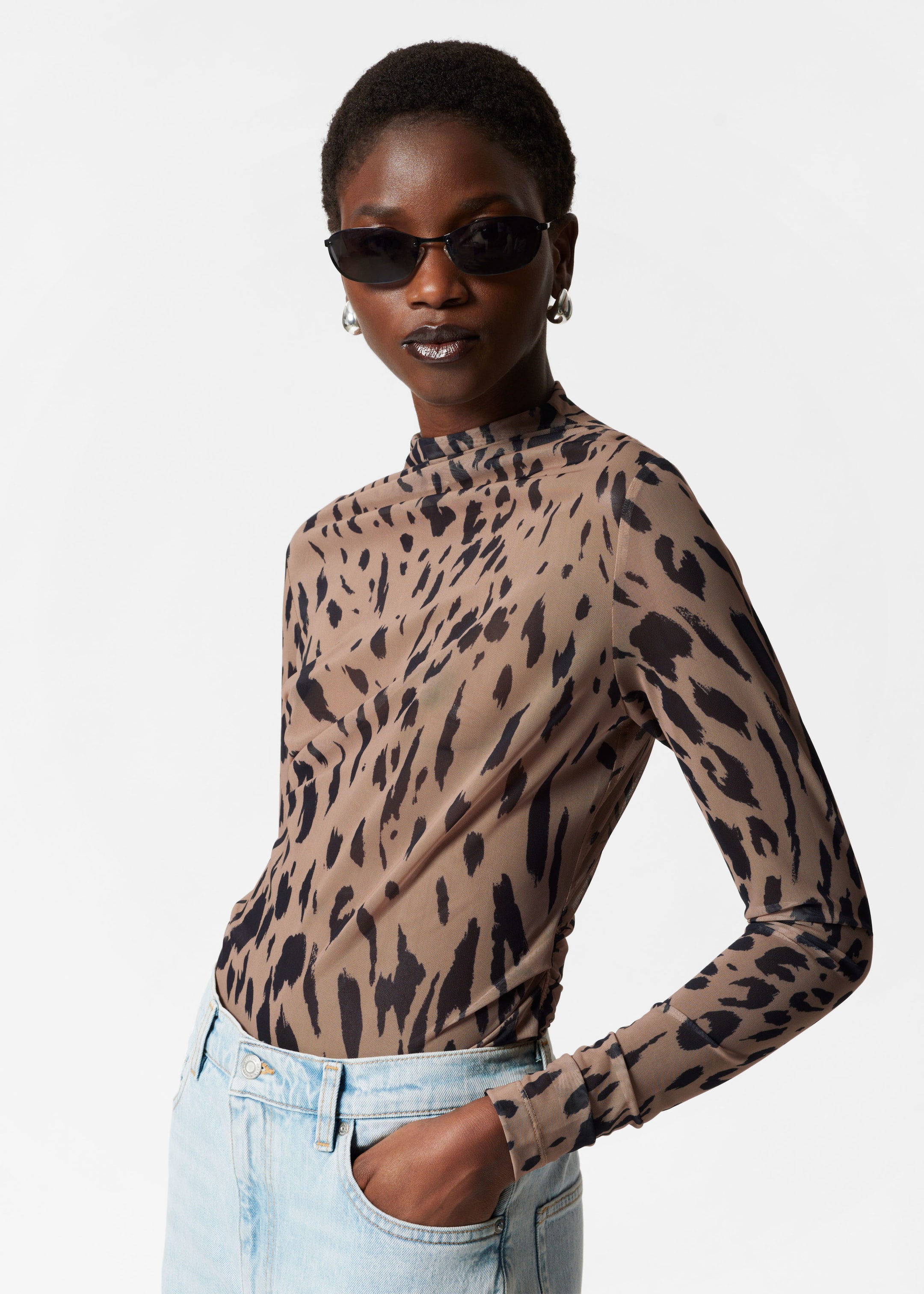 Leopard sheer shirt online