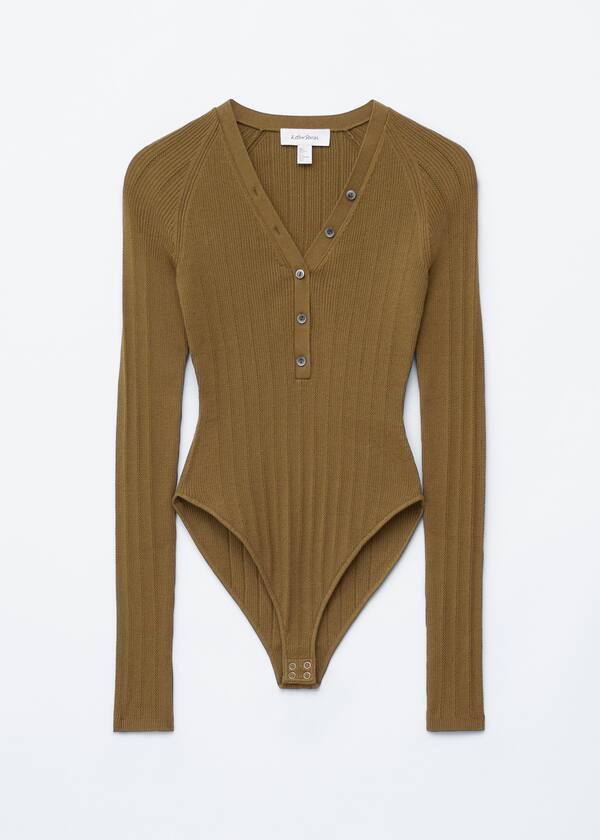 Long-Sleeve Rib-Knit Bodysuit