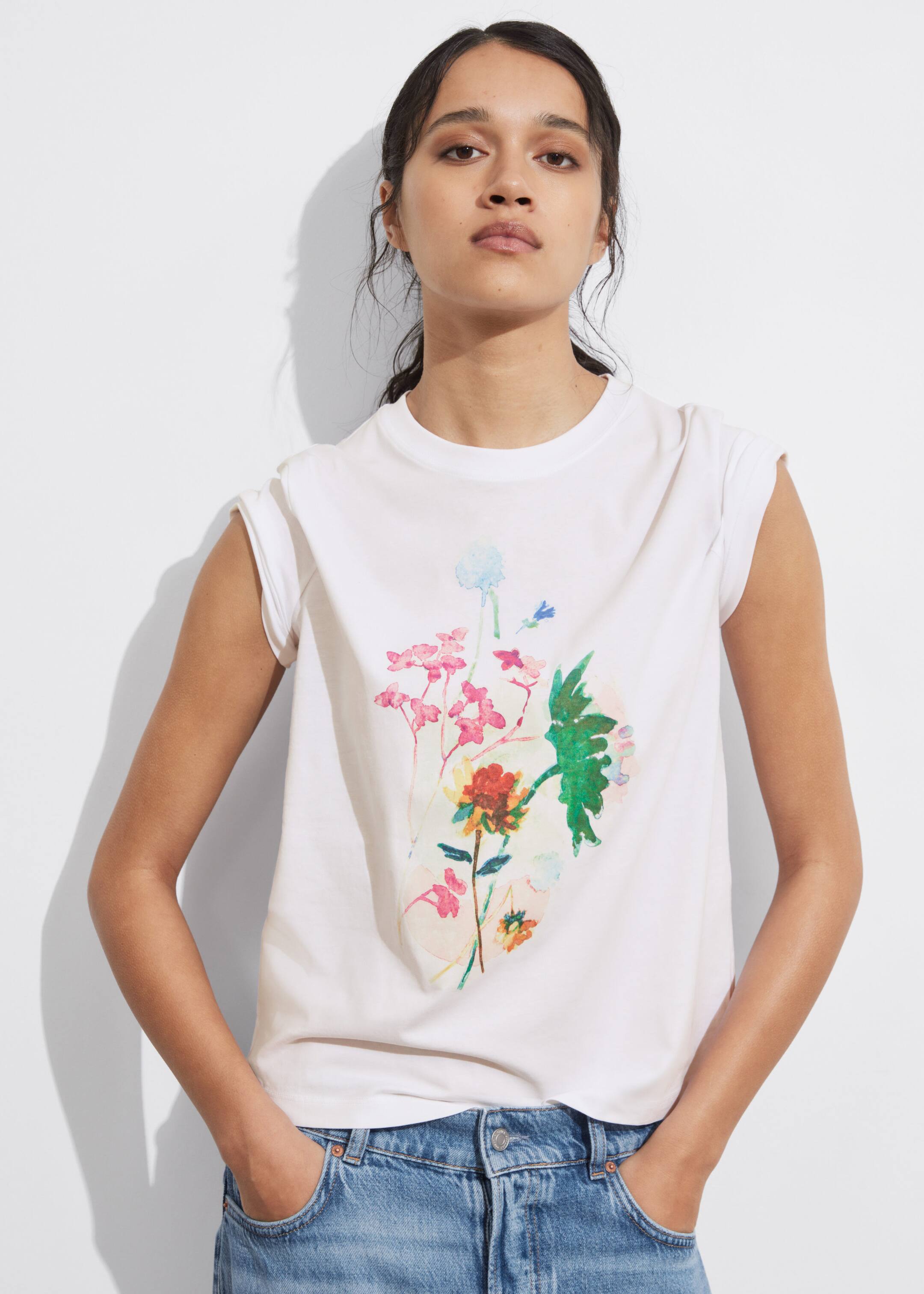 Floral Print Jersey T-Shirt - White Floral Print - Lookbook