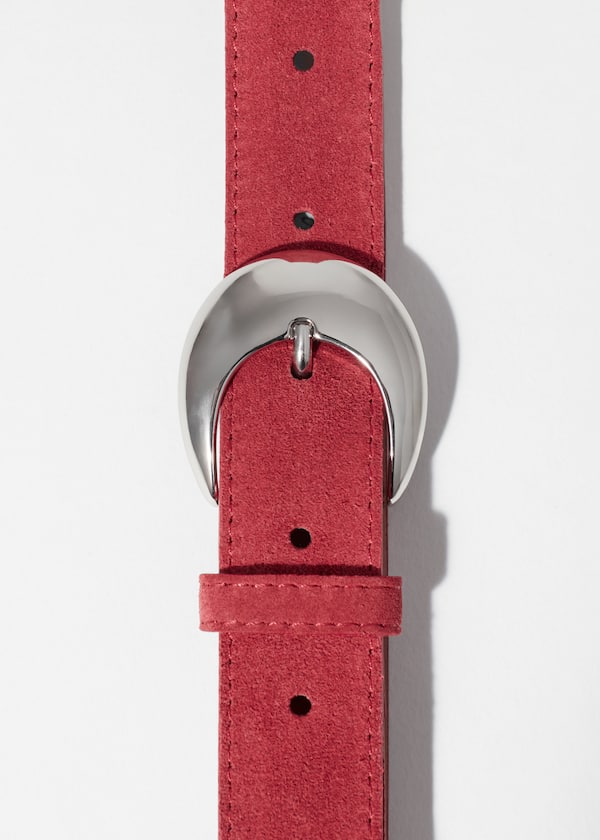 Crescent-Buckle Leather Belt