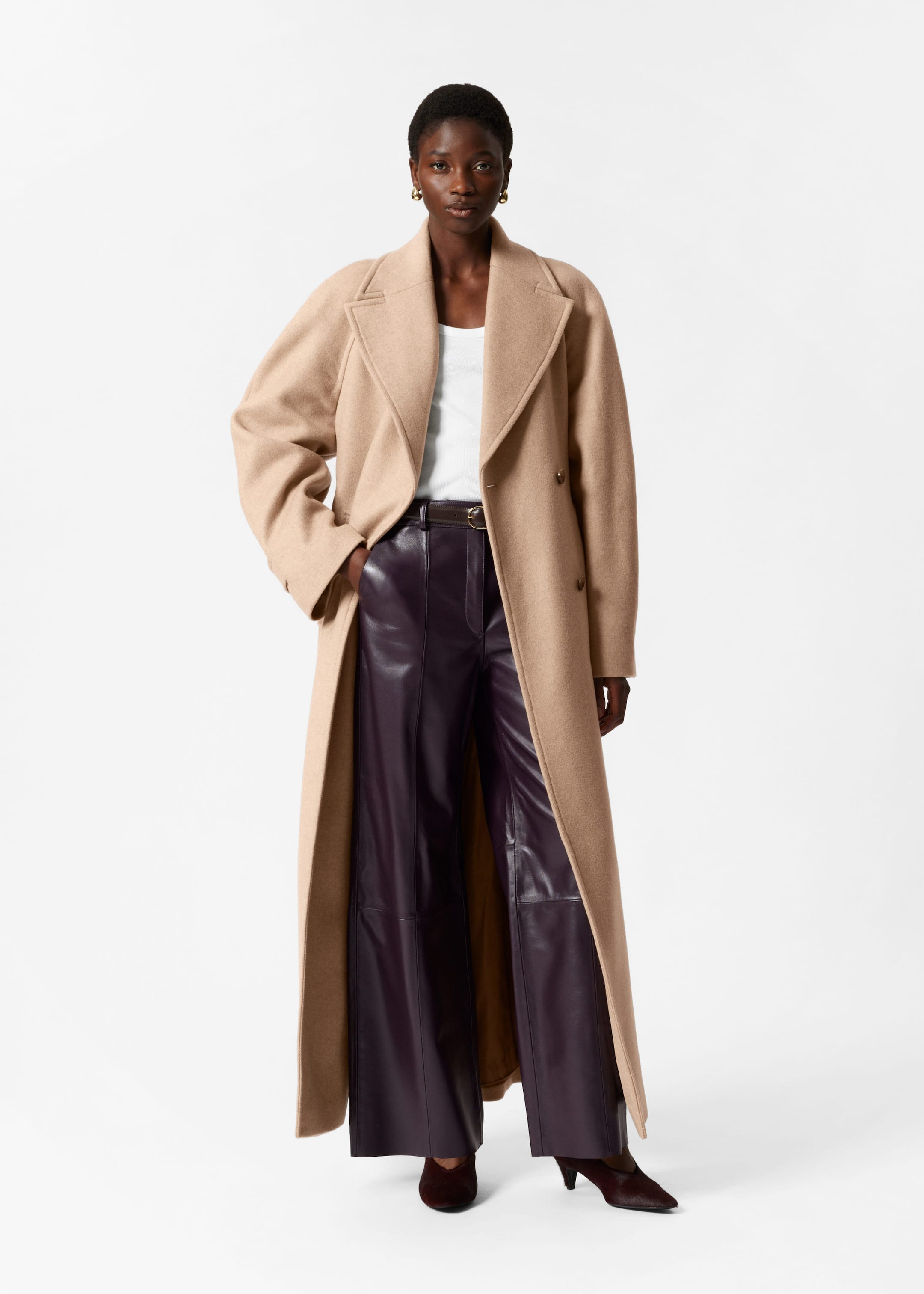 Beige wool coat online