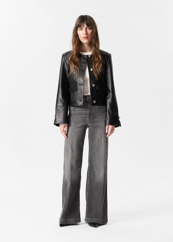 Wide Press-Crease Jeans