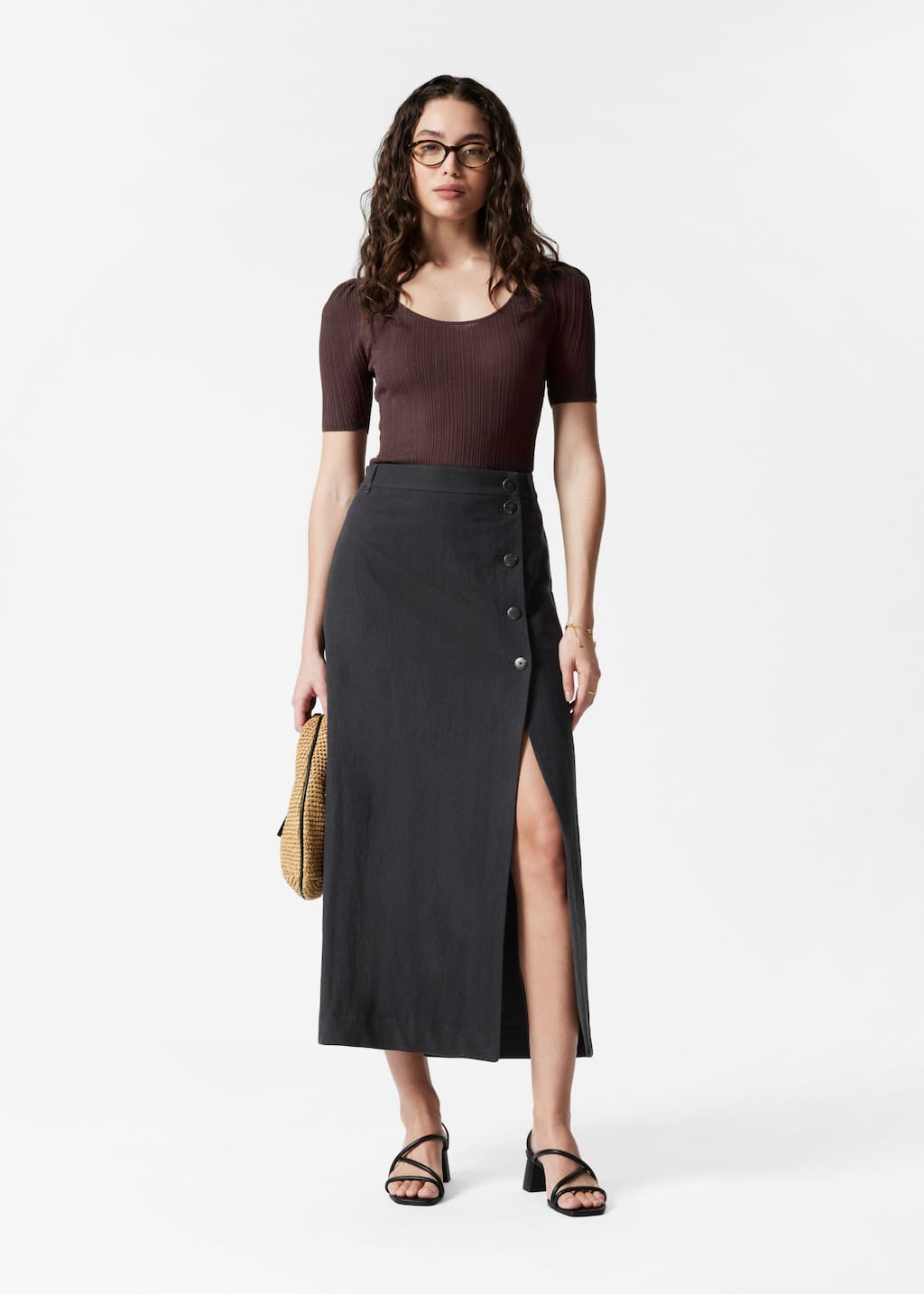 A-Line Midi Skirt - Black - Midi skirts - & Other Stories