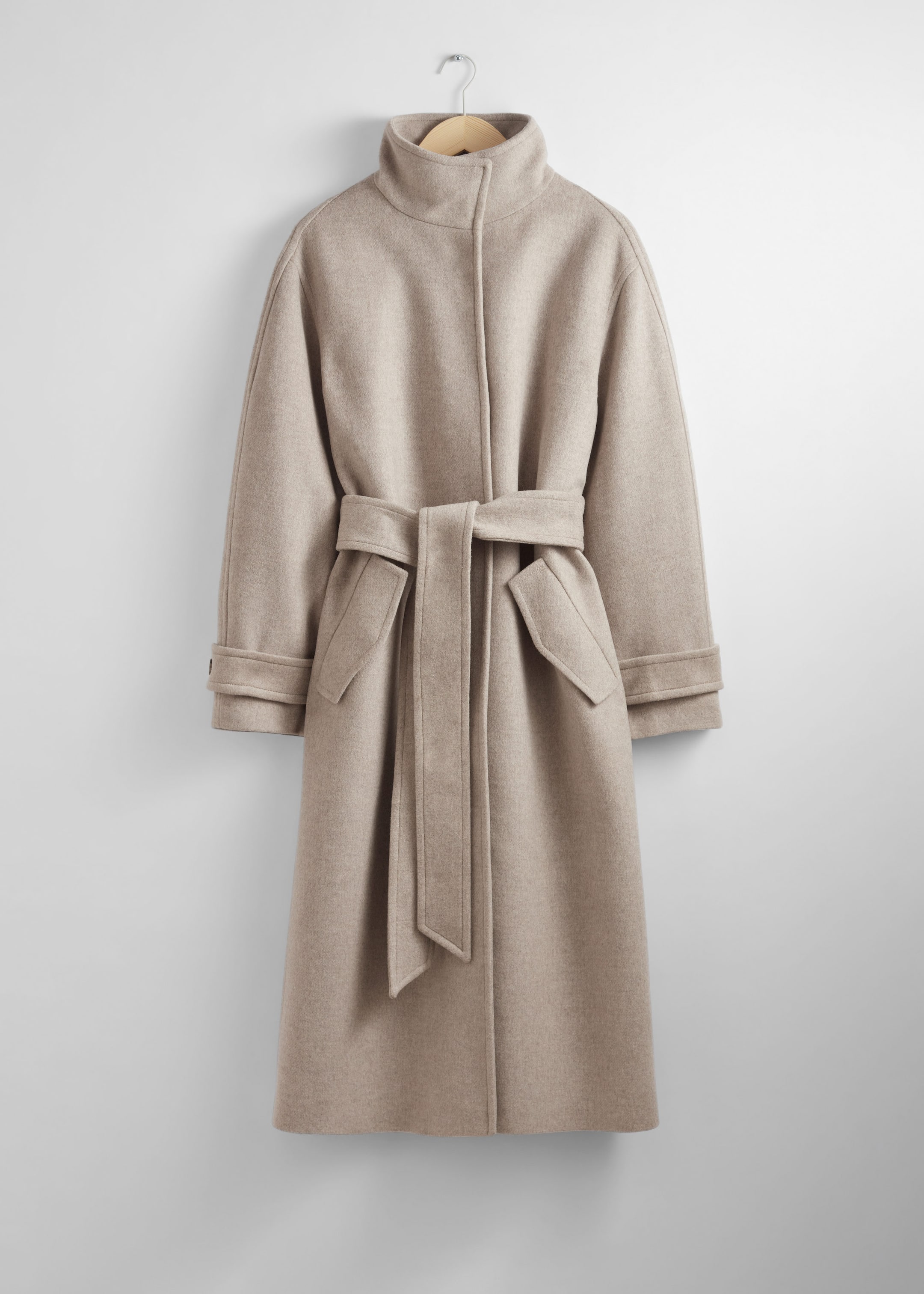 Relaxed Belted Wool Coat - Oatmeal - Still Life